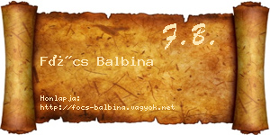 Föcs Balbina névjegykártya